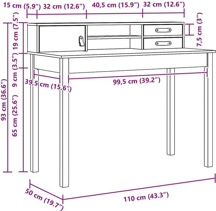 Produktbild vidaXL Büroschreibtisch (50 x 50 x 93 cm)