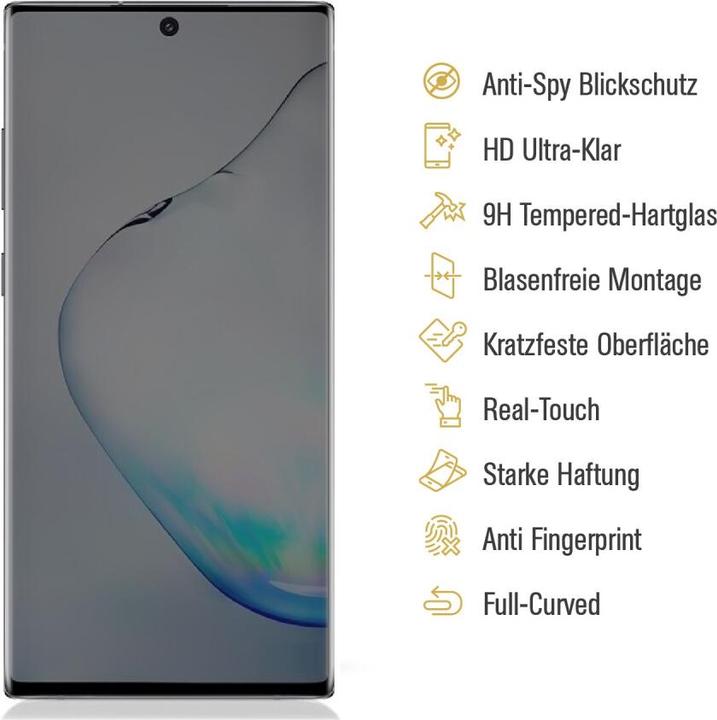 Actual product image Protectorking 1x real tempered 9H armoured glass privacy shield (1 pcs., Samsung Galaxy Note 10)