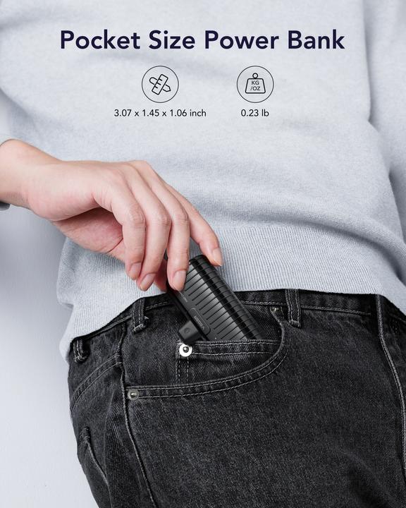 Actual product image Veger PLUGON-L PRO VG-W0558P 5000mAh Powerbank Lightning Bulit-in with KickStand (5000 mAh, 20 W, 18.50 Wh)