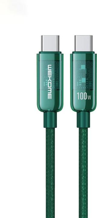 Actual product image Wekome WDC-193 Vanguard series - USB-C to USB-C super fast charging connection cable 100 W 1 m (Green) (1 m, USB 3.2 Gen 1, 100 W)