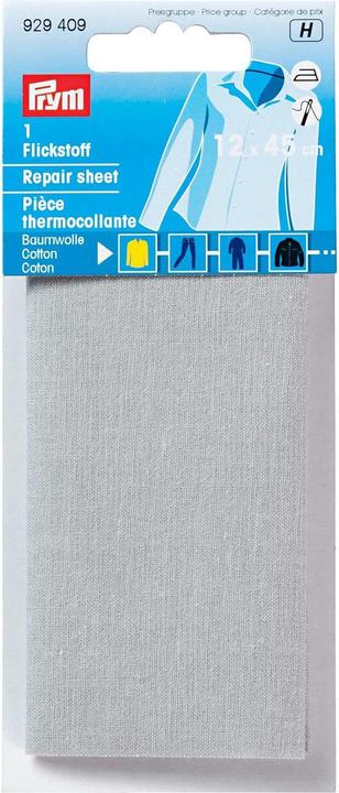 Prym Flickstoff 12 x 45 cm, aufbügelbar, Hellgrau (1 x)