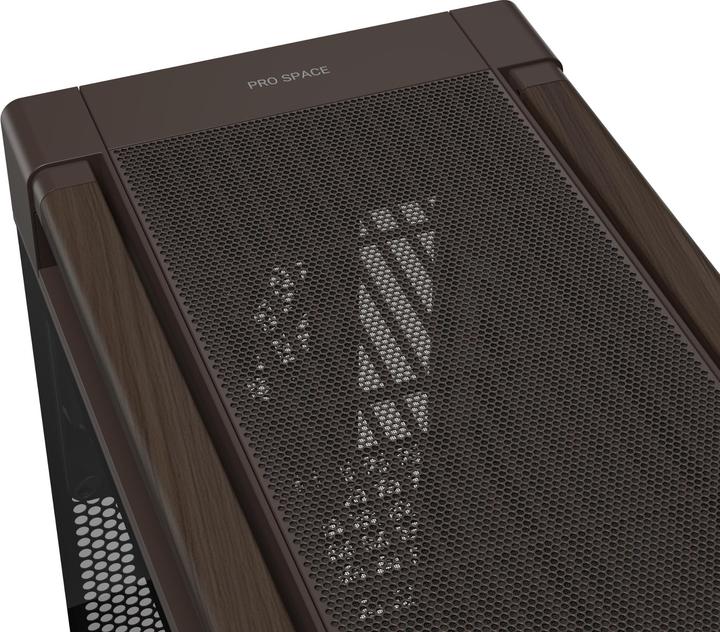 Actual product image ASUS case PROART PA602 WALNUT WOOD RETRO TG, Mid Tower, průhledná bočnice, hnědá (ATX, DTX, mATX, Mini-DTX, Mini-ITX)