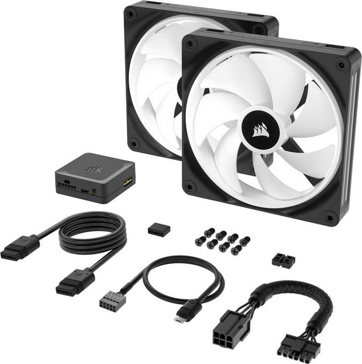 Image du produit Corsair Ventilateur iCUE LINK QX140 RGB 140 mm PWM (noir, kit de démarrage) (140 mm, 2 x)