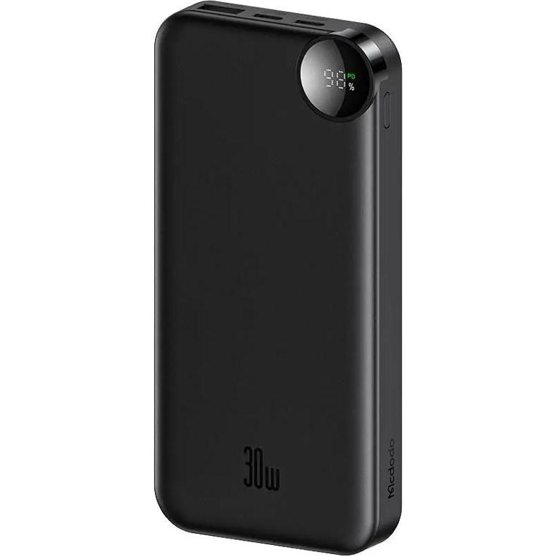 Mcdodo - Power Bank (MC-3850) - USB-C Port, 10000mAh, 30W, LED Display - Black (10000 mAh, 30 W), Powerbank, Nero