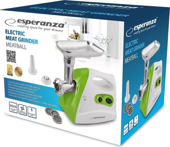 Immagine prodotto Esperanza Rasoio per macinare la carne Meatball EKM012G (600W, colore verde, bianco)