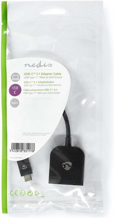 Image du produit Nedis Adaptateur USB USB 3.2 Gen 1 USB-CT Mâle VGA Femelle 5 Gbps 0.20 m Round Nickel Plated PVC Black P (USB-C, 20 cm)