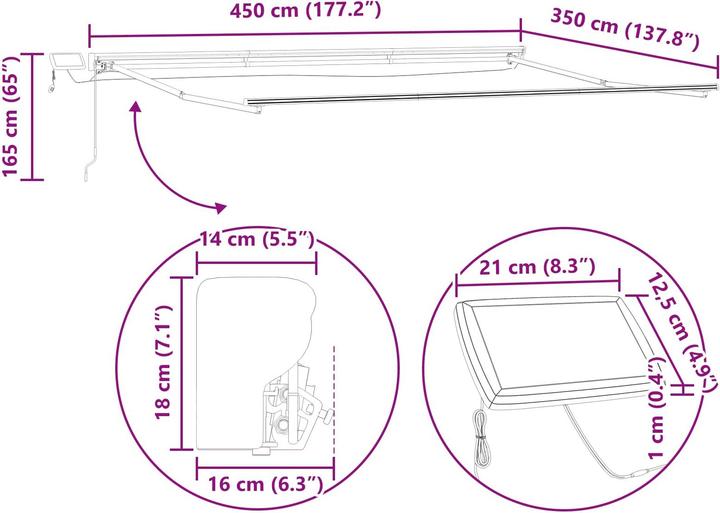 Produktbild vidaXL Einziehbare Markise (3.50 m)