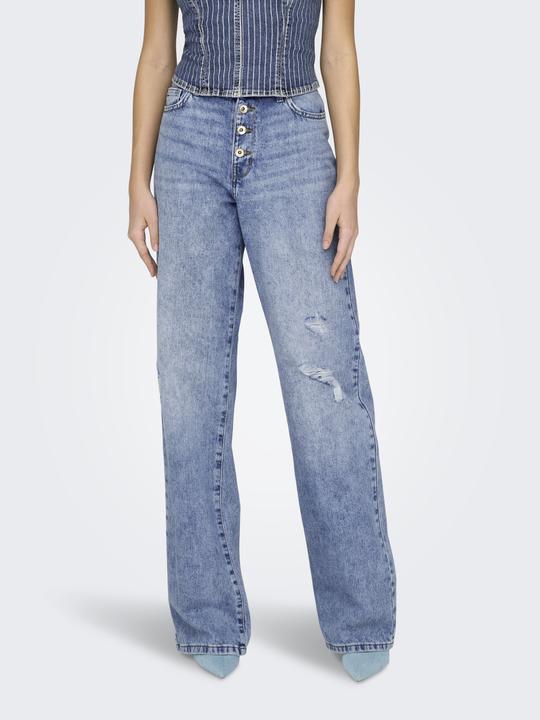 Produktbild Only Weiter Beinschnitt Hohe Taille Offener Saum Jeans Weit geschnitten jeans (W29/L32)