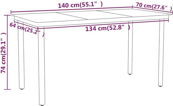Produktbild vidaXL Garten-Essgruppe (140 x 70 x 74 cm)