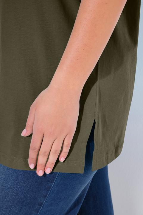 Actual product image Ulla Popken Basic V-Neck Relaxed Fit Short Sleeve Tee (62)
