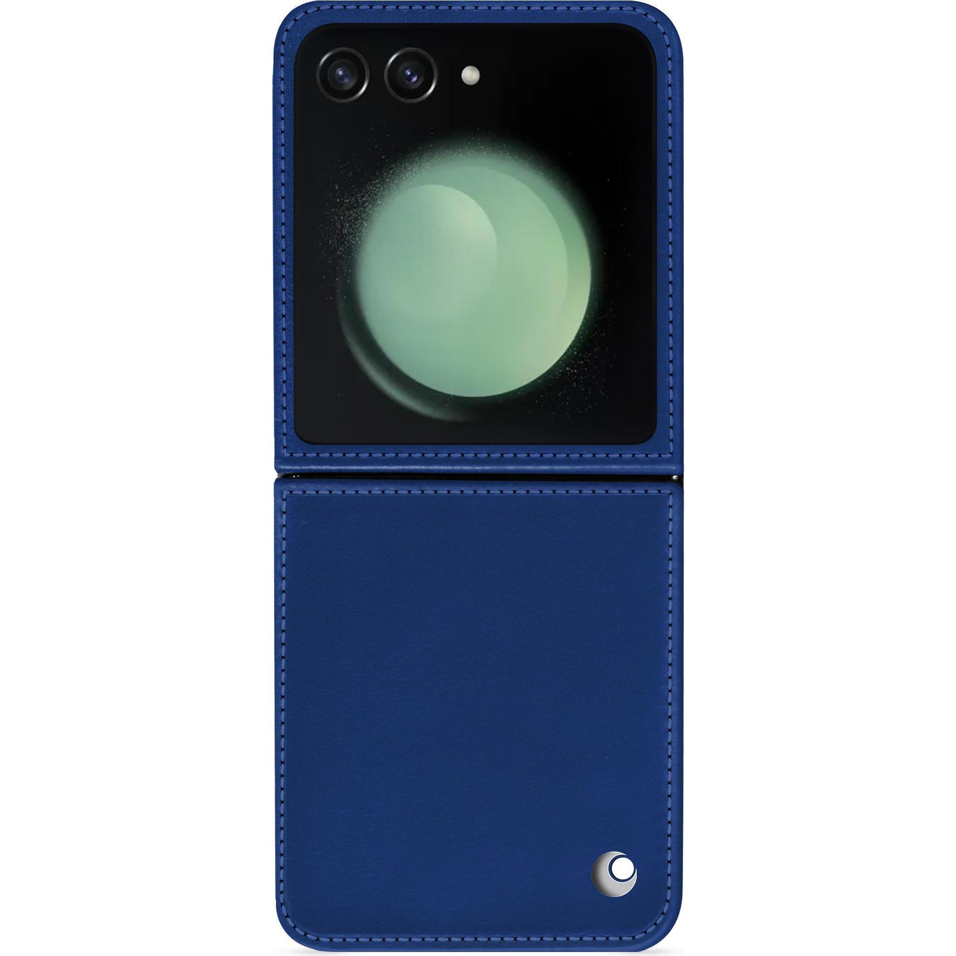 Noreve Lederschutzhülle Samsung Galaxy Z Flip5 (Samsung Galaxy Z Flip5), Smartphone Hülle, Blau