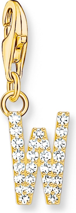 Produktbild Thomas Sabo Charm-Anhänger Buchstabe W mit Weissen Steinen Vergoldet (925er Silber)