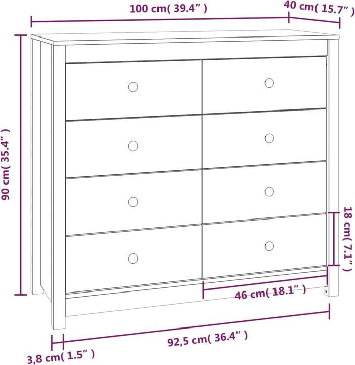 Produktbild vidaXL Beistellschrank (100 x 100 x 90 cm)