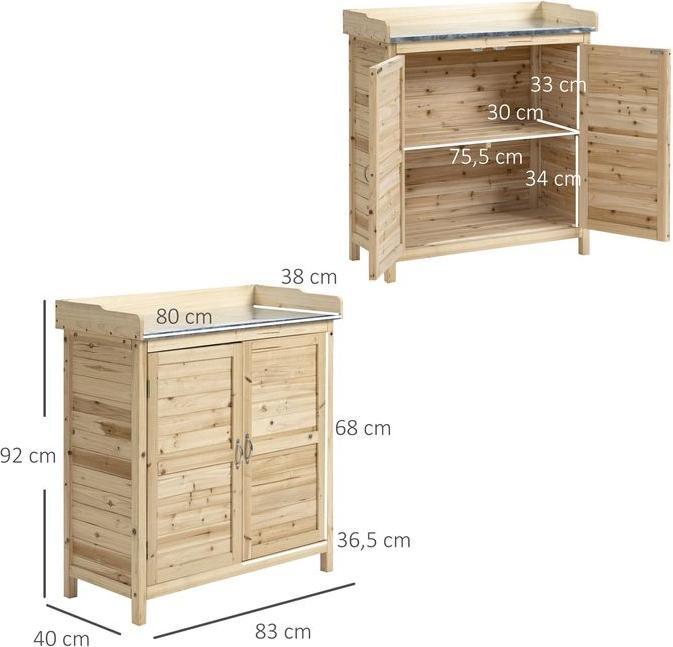 Produktbild Swisshandel24 Gartenschrank Pflanztisch mit Unterschrank Holz, 2 Einlegeböden, 83 x 40 x 92 cm