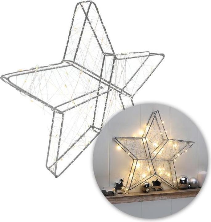 Image du produit Hermex Étoile de Noël à LED Étoile lumineuse en métal Étoile en fil métallique