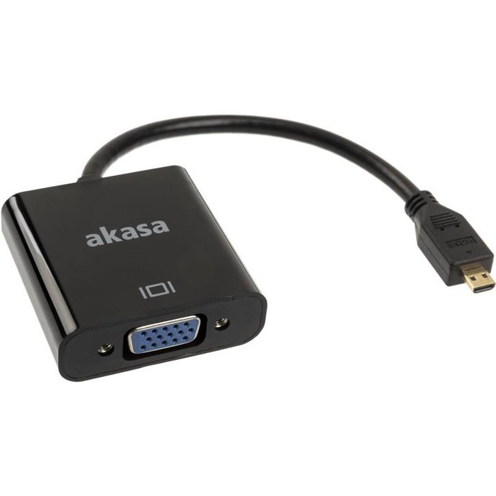 Thumbnail - Akasa micro HDMI (Typ D) — VGA (HDMI, 15 cm), Data + Video Adapter, Schwarz