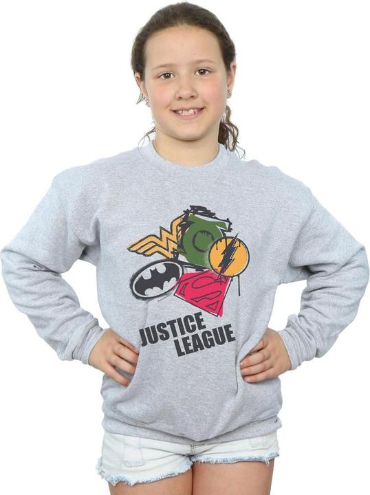 Produktbild Justice League Spray Logos Sweatshirt Mädchen (152, 158)