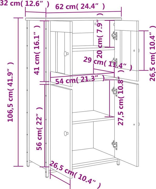 Image du produit vidaXL Highboard (62 x 32 x 106.50 cm)