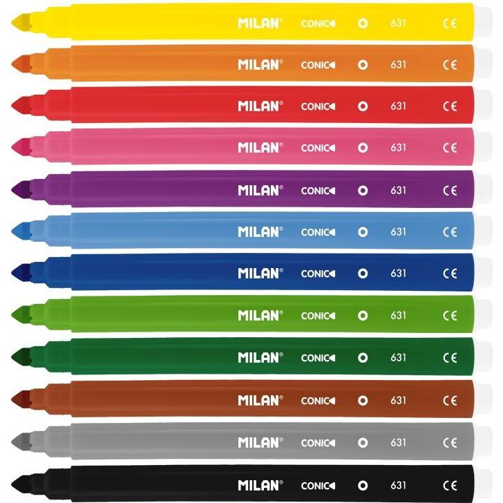 Thumbnail - Milan, Malstifte, Marker CONIC, 12 Farben (12 Farben, 12 x)