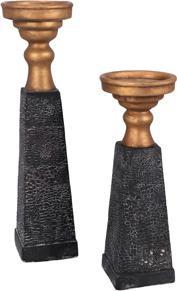 Ptmd Candle Holder Laya Gold Black 34 cm