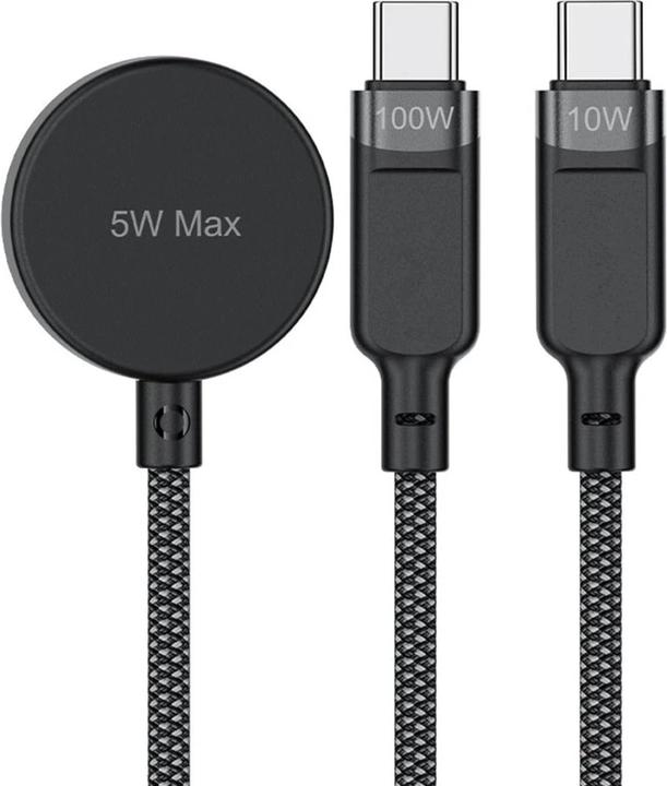 Image du produit Acefast C6-11 USB-C 3in1 Cable - 2x USB-C / Qi 480Mb/s 100W 1.2m - black (1.20 m, USB 2.0, 100 W)