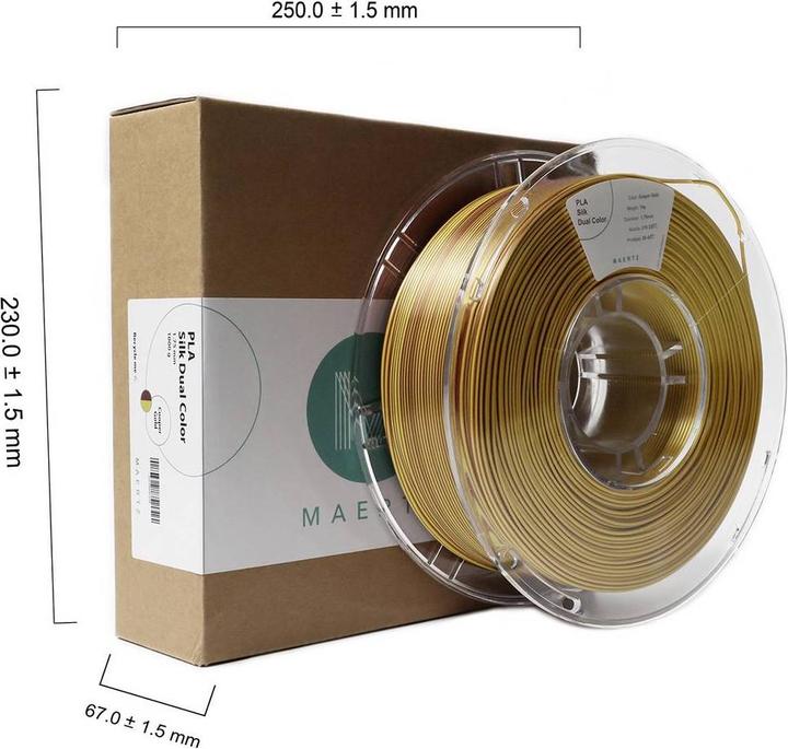 Produktbild Maertz PMMA-1021-003 PMMA-1021-003 Filament PLA-Seide Seidig glänzend 1.75 mm 10 (PLA, 1.75 mm, 1000 g, Gold, Kupfer)