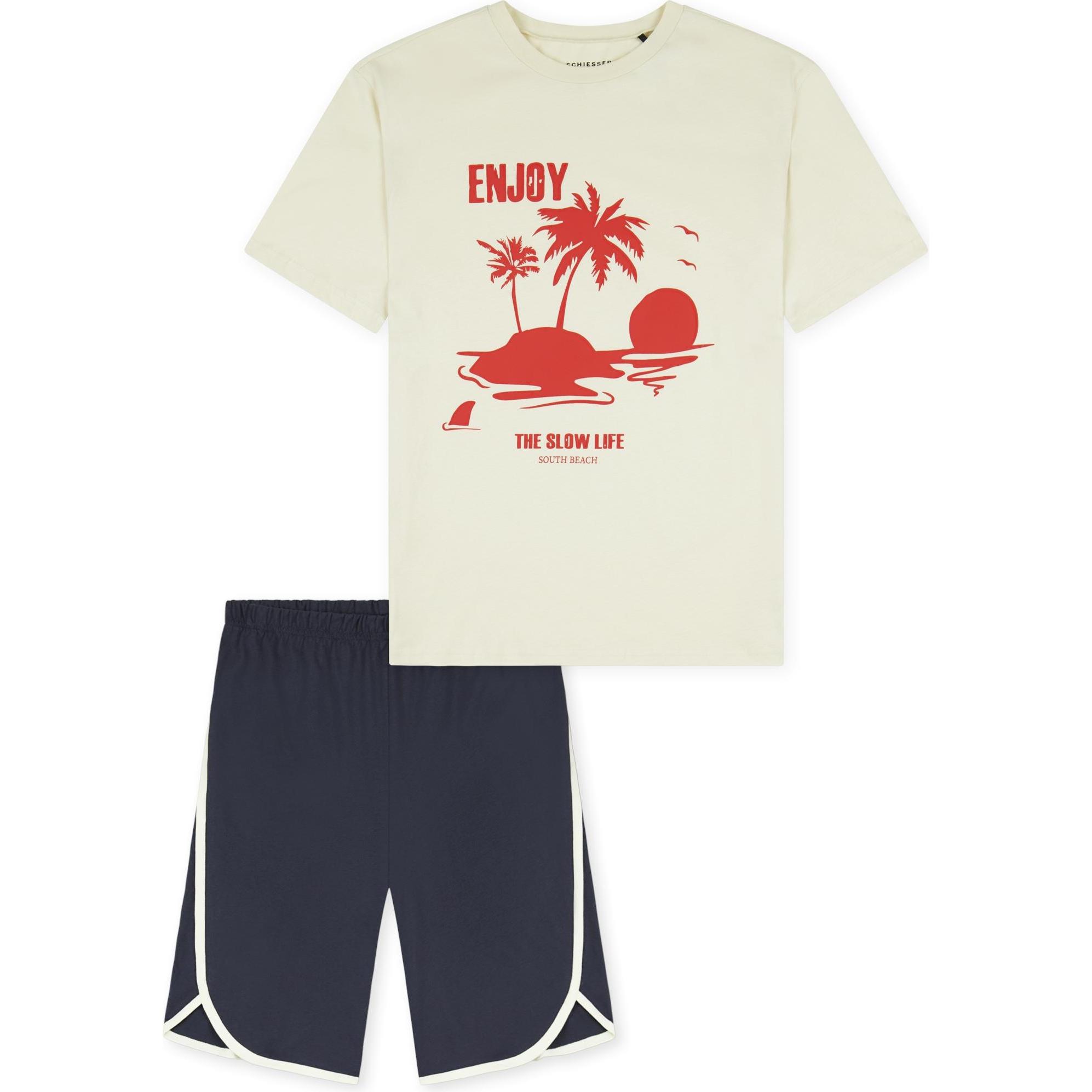 Schiesser, Jungen, Pyjama, Pyjama Organic Cotton, Beige, (164)