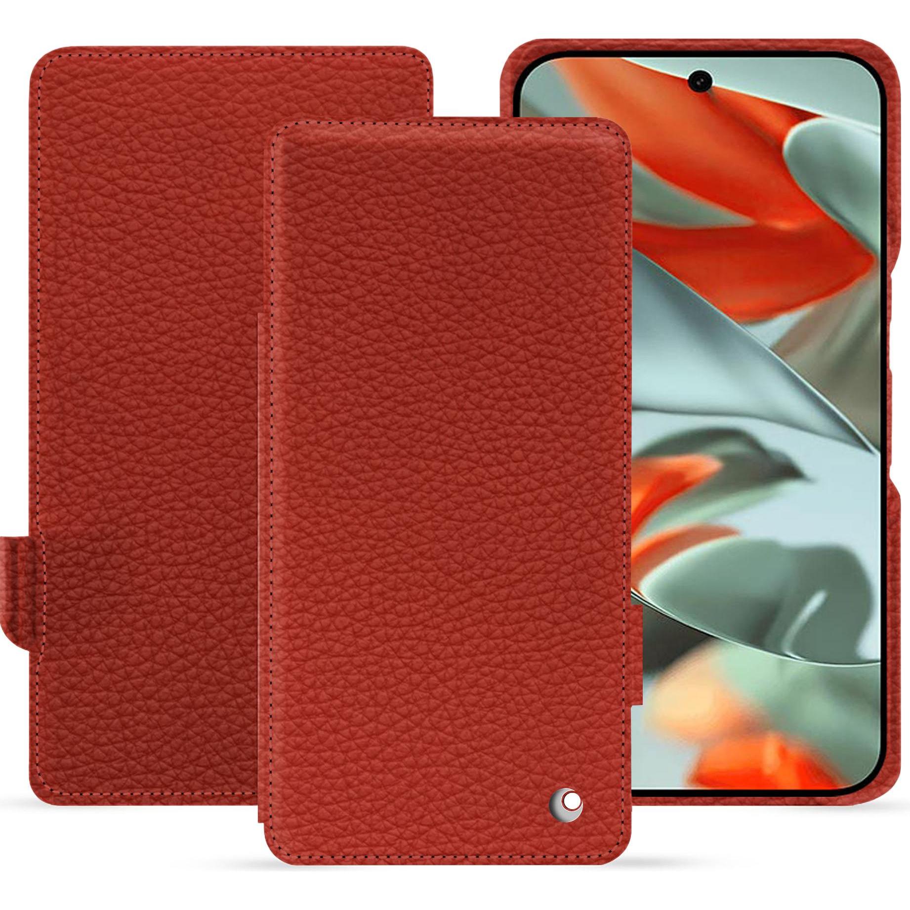 Noreve Lederschutzhülle horizontal (Google Pixel 9 Pro XL), Smartphone Hülle, Orange