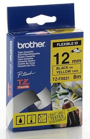 Inkadoo Brother TZFX631 P-Touch noir sur jaune laminé 12mm x 8m noir jaune P-Touch (25.10 cm, Jaune)