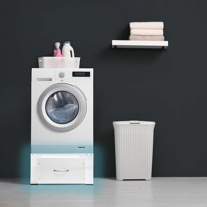 Actual product image Wiltec Underframe for Washing Machine with Pull-out Drawer Base Pedestal for Washer up to 150 kg