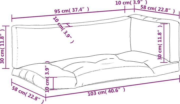 Actual product image VidaXL Pallet cushion 58X58X10 Cm Oxford fabric (95 x 30 x 10 cm)