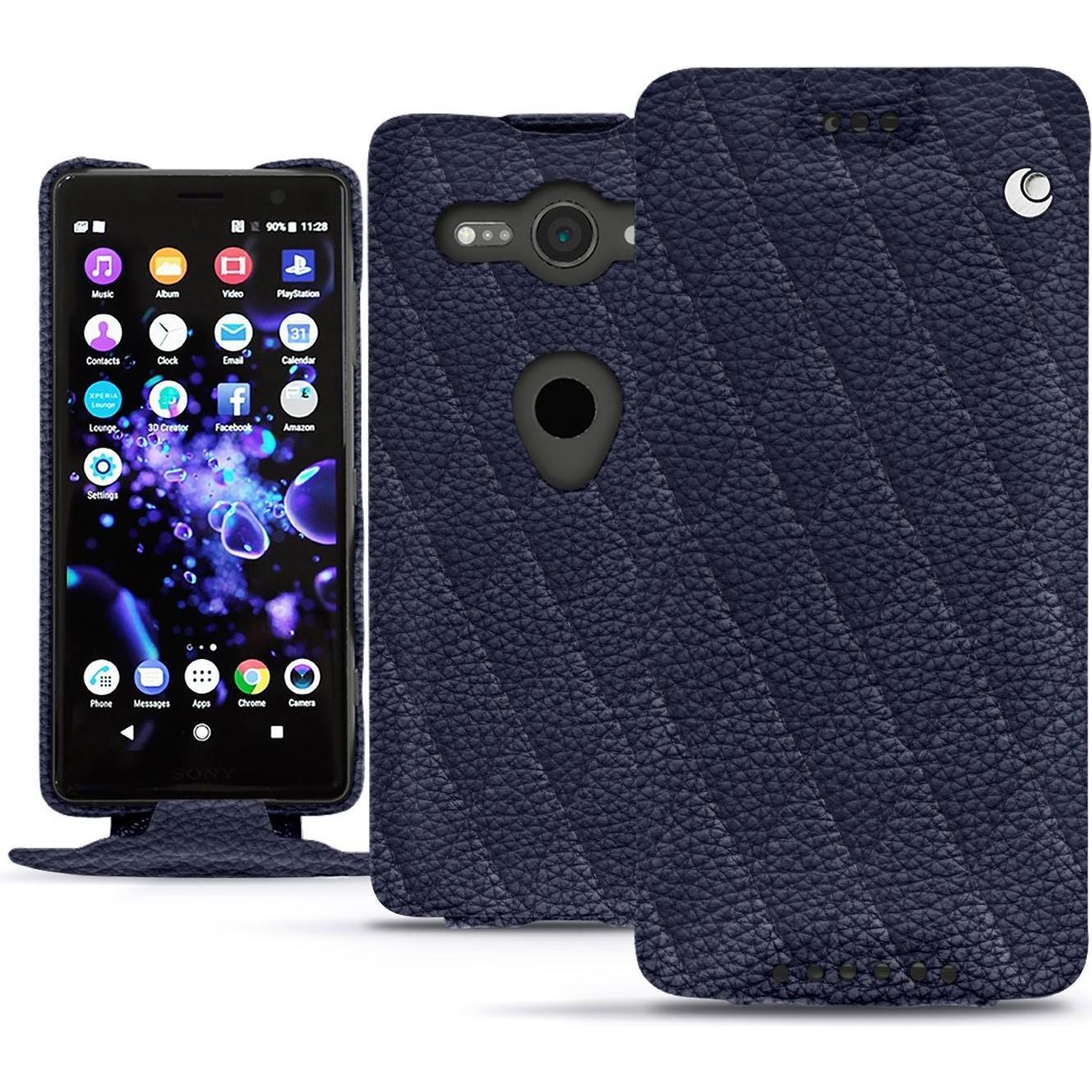 Noreve Lederschutzhülle vertikal (Sony Xperia XZ2 Compact), Smartphone Hülle, Violett