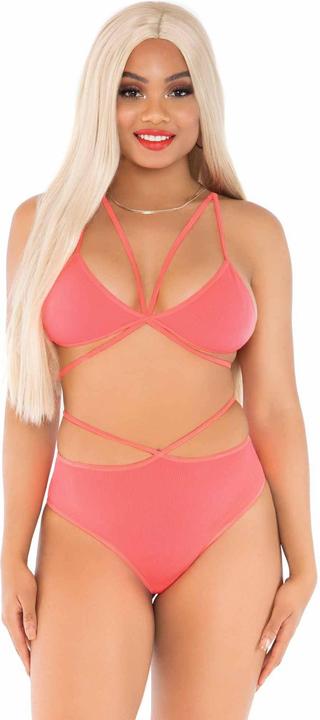 Actual product image Leg Avenue Top & Panty Coral With Straps (One size)