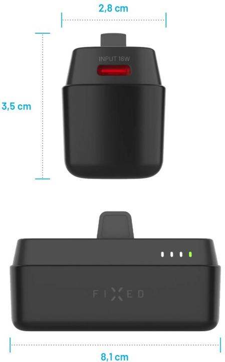 Produktbild Fixed Zen 5 Plug-in PowerBank, PD 20W, 5 000 mAh, schwarz (5000 mAh, 20 W, 18.50 Wh)