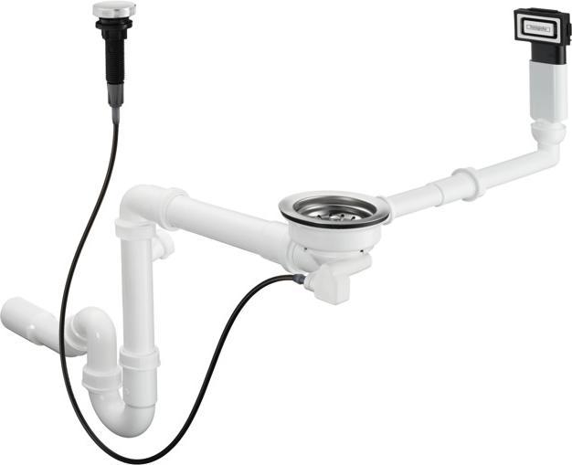 Image du produit hansgrohe HG Garniture de vidage/débordement automatique D16-11, pour vasque simple Granit chromé (Ensemble de drainage, 1 1/2“)