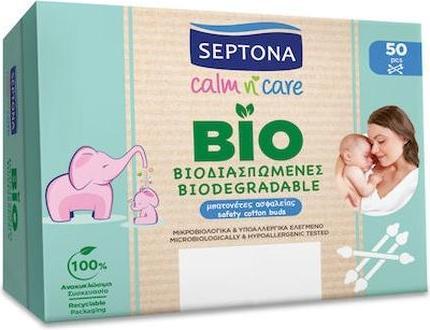 Septona Calm N Care Baby Cotton Swabs Biodegradable Safety 50 Pieces