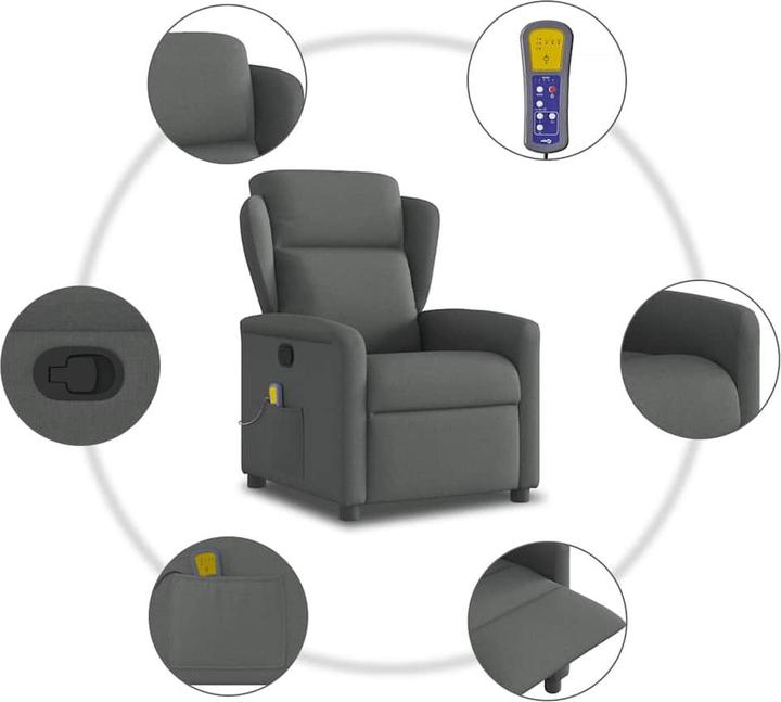 Produktbild vidaXL Massagesessel Dunkelgrau Stoff
