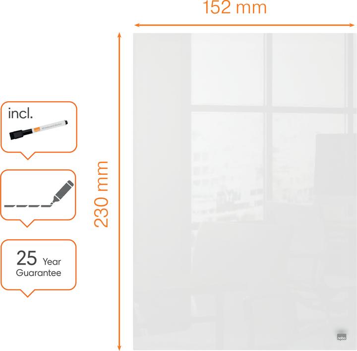 Produktbild Nobo Glassboard 23 cm x 15.2 cm, Grau (15.20 x 23 cm)