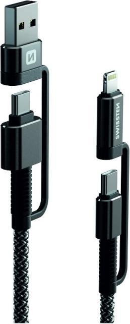 Image du produit Swissten Data Cable Kevlar 4In1 3A 1,5 M Antracit (1.50 m, USB 2.0, 60 W)