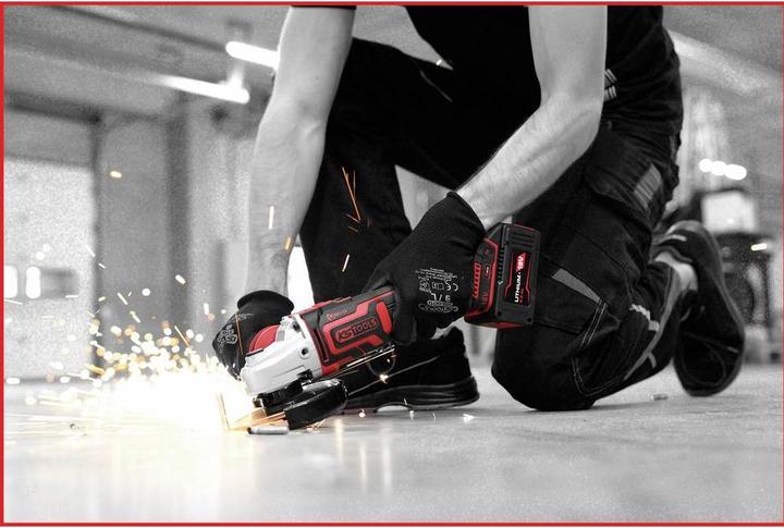 Produktbild KS Tools eMONSTER Brushless-Akku-Winkelschleifer-Satz, 4-tlg | 18 Volt, 2 Akkus und Ladegerät (125 mm)