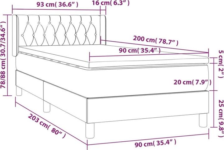 Produktbild vidaXL Boxspringbett (90 x 200 cm)