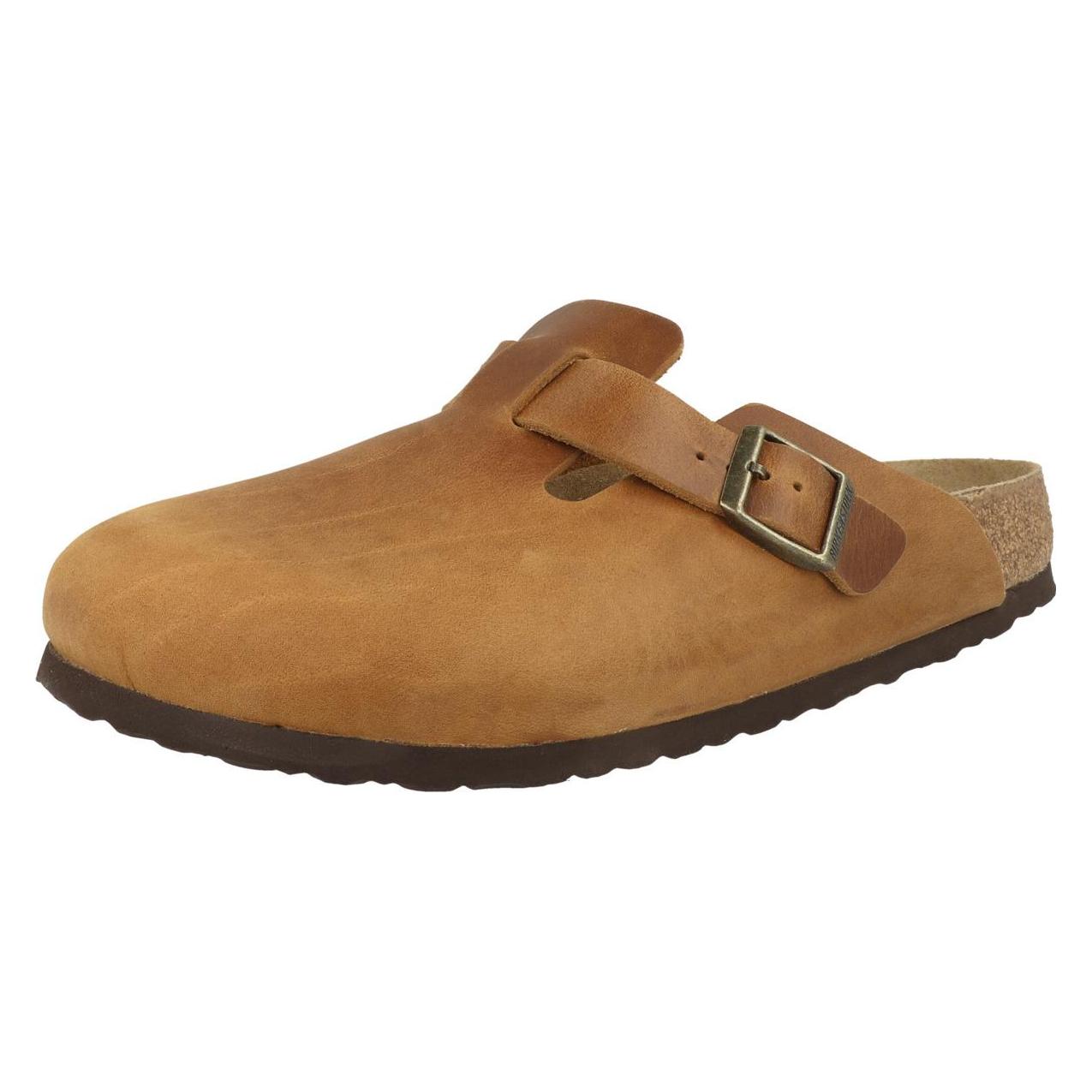 Birkenstock, Unisex, Sandalen, Boston Geöltes Nubukleder Schmal, Bruin, (41)