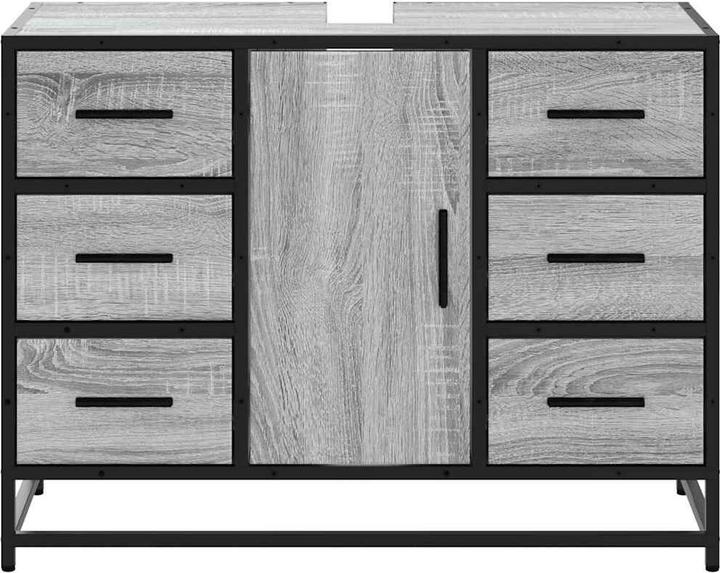 Produktbild vidaXL Waschbeckenunterschrank Grau Sonoma 80x33x60 cm Holzwerkstoff (80 x 33 x 60 cm)