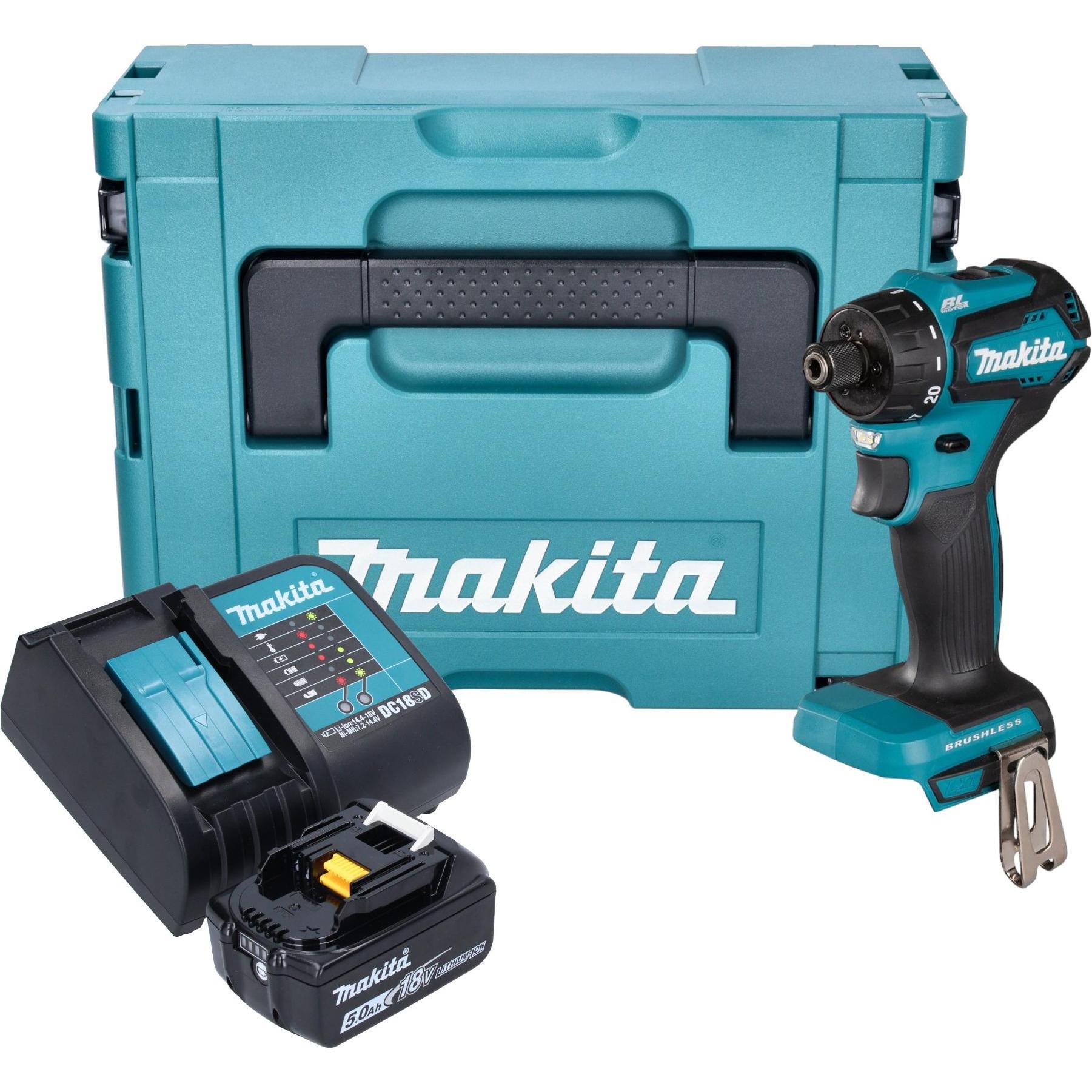 Thumbnail - Makita, Bohrmaschine + Akkuschrauber, DDF 083 ST1J Akku Bohrschrauber 18 V 40 Nm 1/4" Brushless + 1x Akku 5,0 Ah + Ladeg...