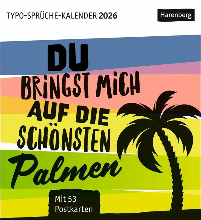 Productafbeelding Harenberg Typo-Sprüche-Kalender Postkartenkalender 2026 - Mit 53 Postkarten (Duits)
