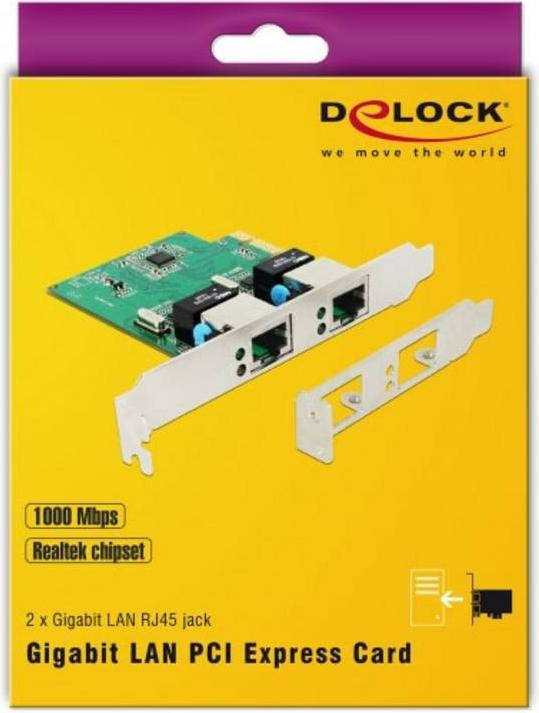 Actual product image Delock Network card 2 ports, 1Gbps Realtek RTL8111H chipset (Mini PCI Express)