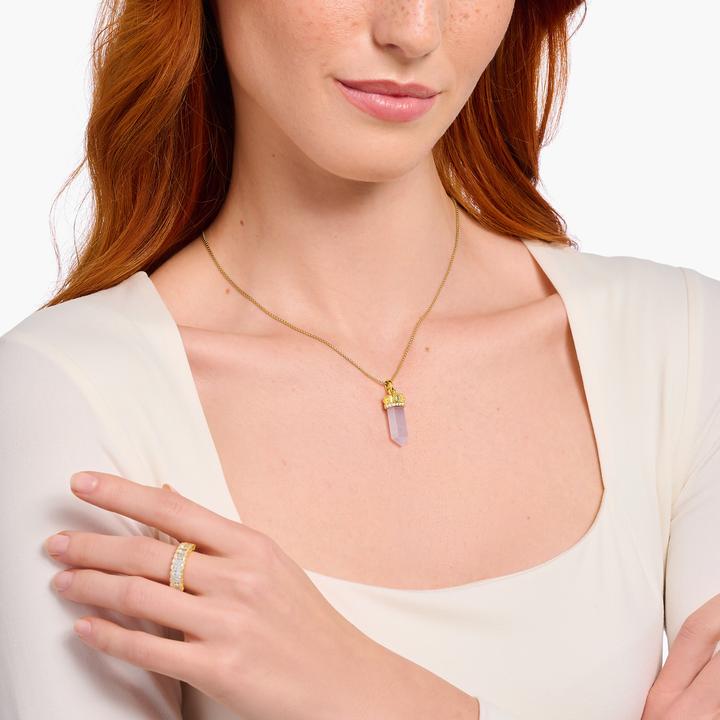 Actual product image Thomas Sabo Chain pendant with gold-plated rose quartz crystal (925 silver)