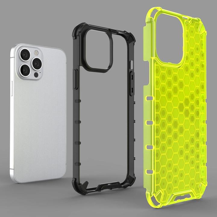 Produktbild Hurtel Honeycomb Handyhülle Schutzhülle mit TPU Rahmen für iPhone 13 Pro Max grün (Apple iPhone 13 Pro Max)