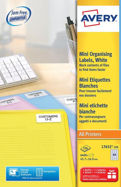 Actual product image Avery Dennison Mini 'tiquette d'adresse laser, 45.7 x 16.9 mm, blanc