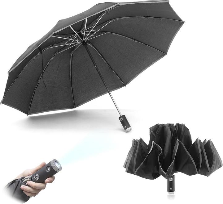 Productafbeelding InnovaGoods Paraplu met omgekeerd vouwen en met LED Folbrella